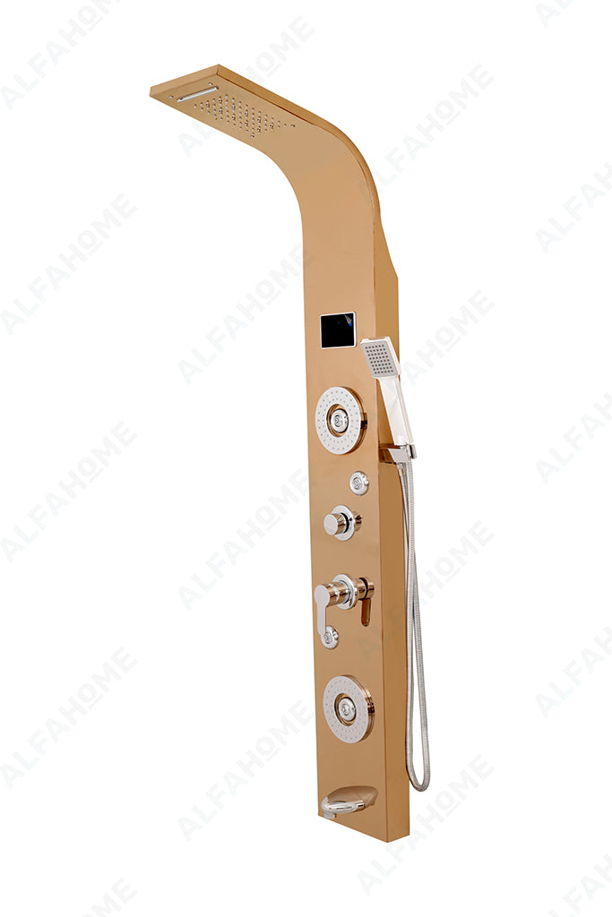 6 Function Shower Panel with Display (Rose Gold) by Alfahome