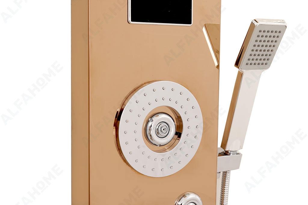 6 Function Shower Panel with Display (Rose Gold) by Alfahome