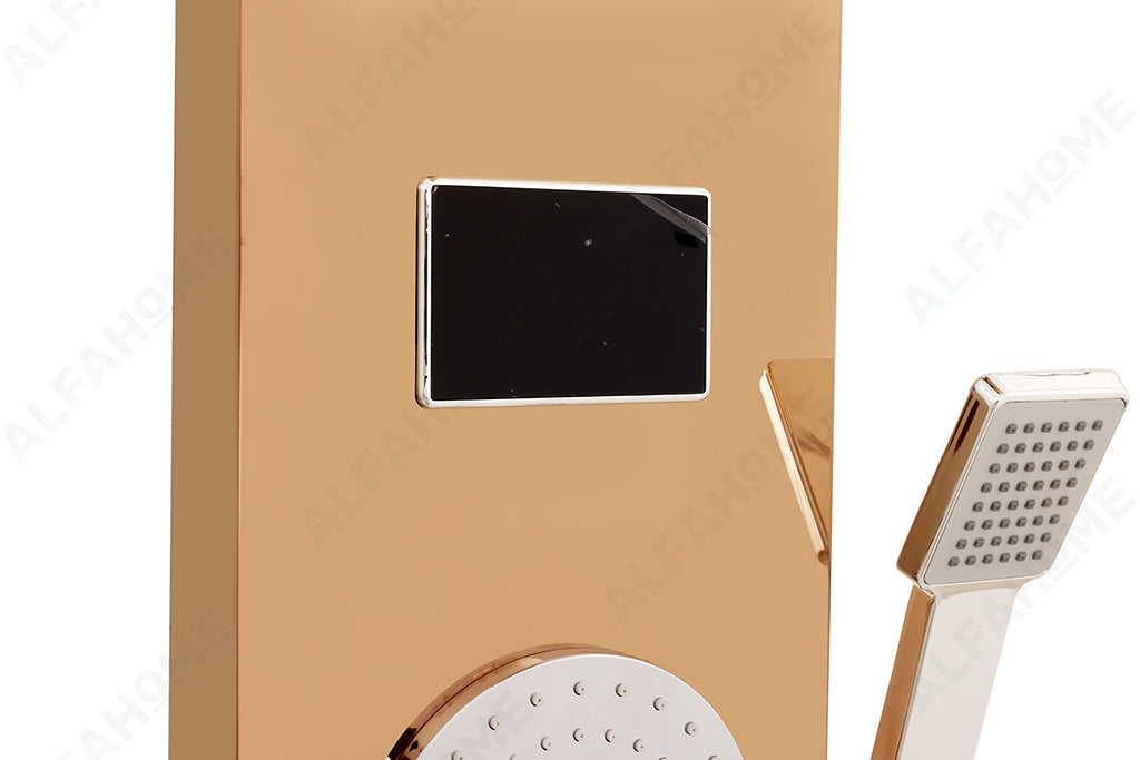6 Function Shower Panel with Display (Rose Gold) by Alfahome