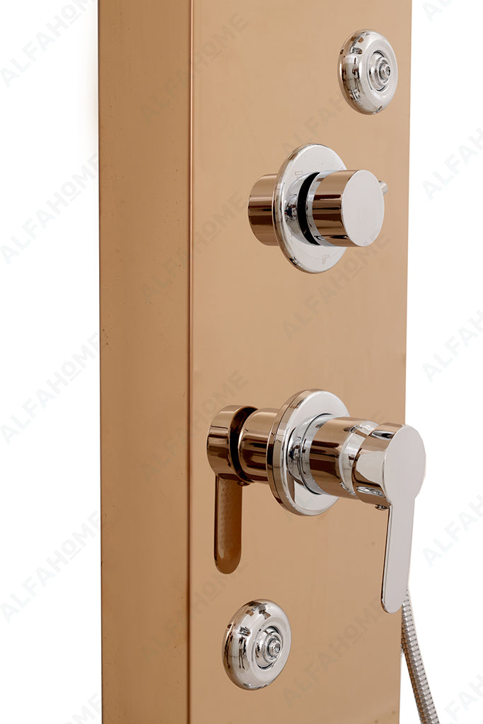 6 Function Shower Panel with Display (Rose Gold) by Alfahome