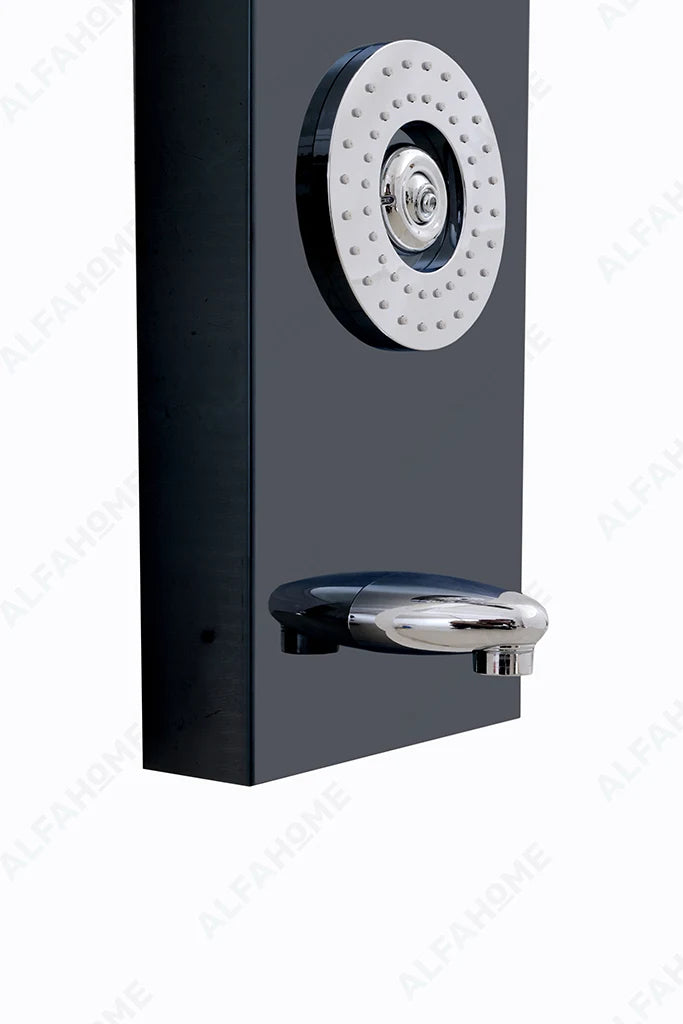 6 Function Shower Panel with Display (Black) by Alfahome