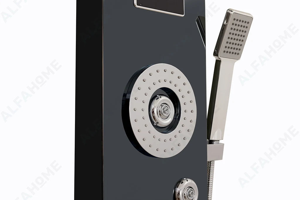 6 Function Shower Panel with Display (Black) by Alfahome
