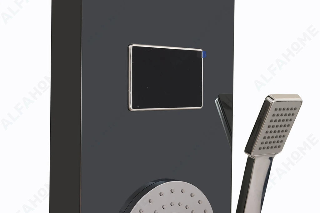 6 Function Shower Panel with Display (Black) by Alfahome