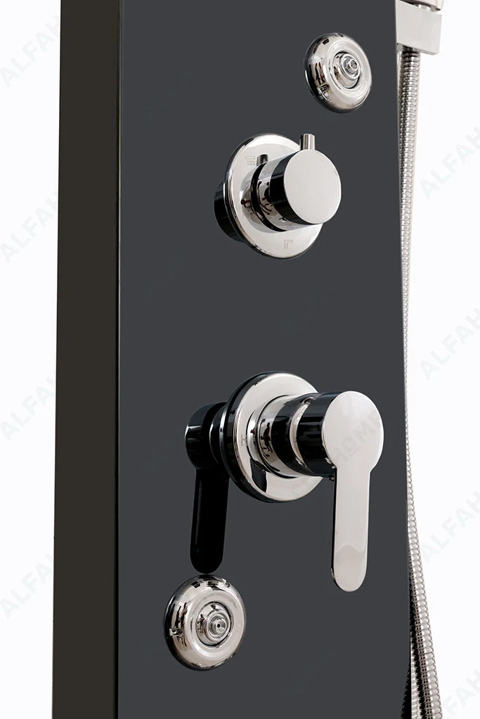 6 Function Shower Panel with Display (Black) by Alfahome