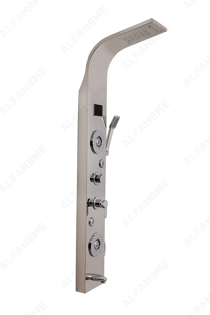 6 Function Shower Panel with Display (Silver) by Alfahome