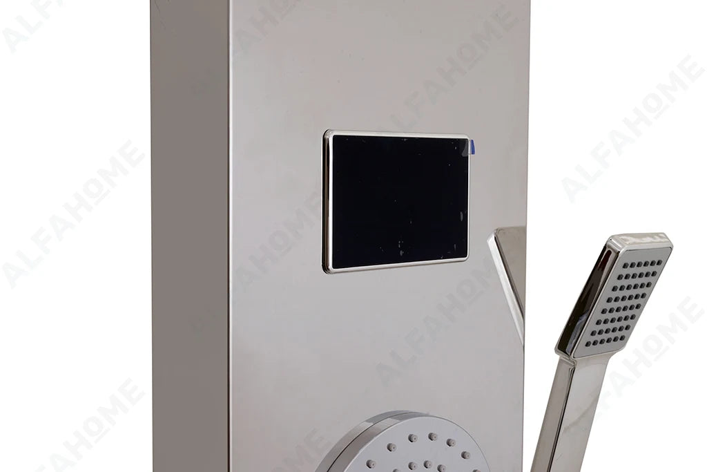 6 Function Shower Panel with Display (Silver) by Alfahome