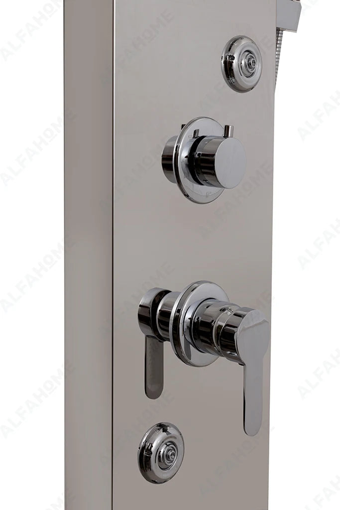 6 Function Shower Panel with Display (Silver) by Alfahome