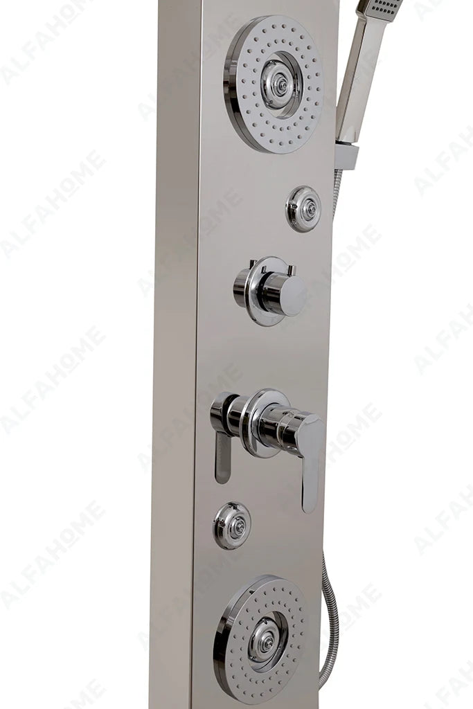 6 Function Shower Panel with Display (Silver) by Alfahome