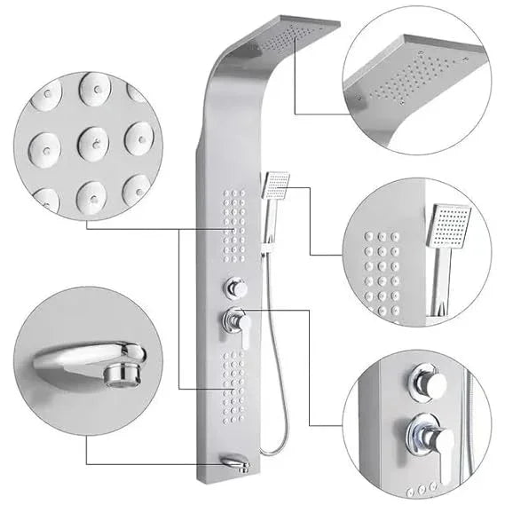5 Function Shower Panel (Silver) by Alfahome