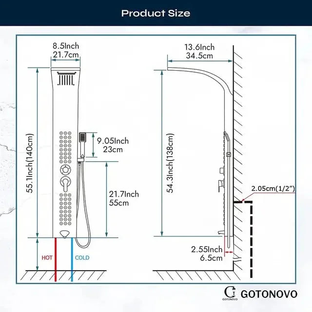 5 Function Shower Panel (Silver) by Alfahome
