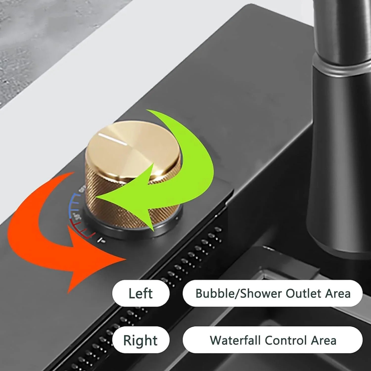 Waterfall Kitchen Sink - Waterfall Pullout Faucet and RO Mineral Water Tap/Single Bowl Kitchen Sink by Alfahome