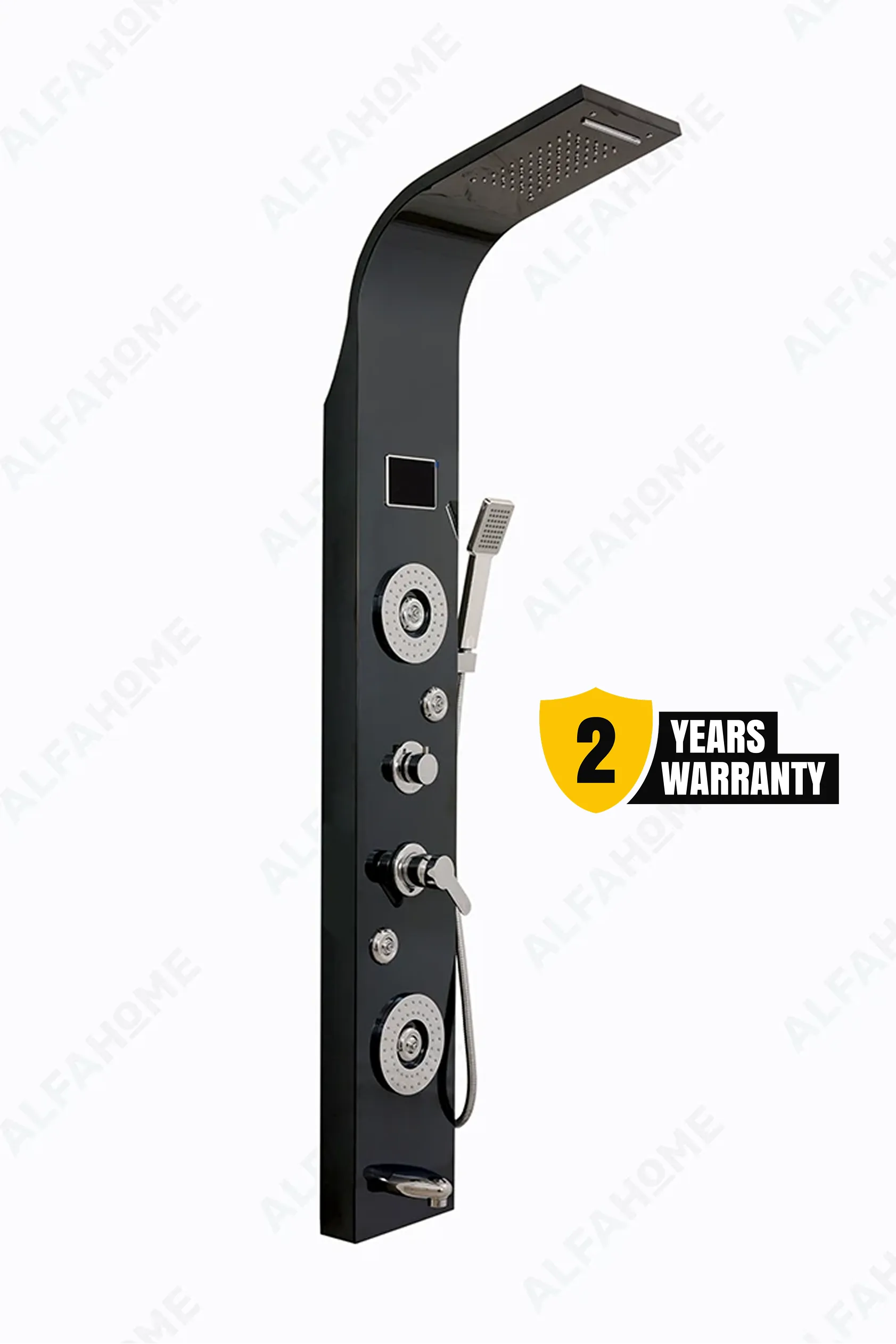 6 Function Shower Panel with Display (Black) by Alfahome