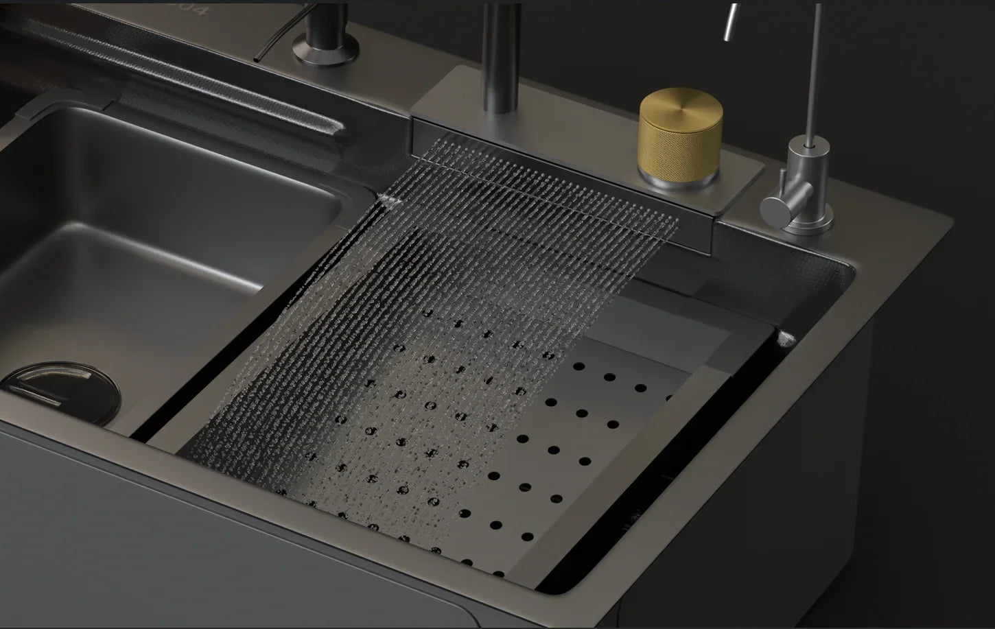 Heavy Modular Kitchen Sink - Heavy Body Kitchen Sink With Waterfall Pullout Faucet and RO Mineral Water Tap/Single Bowl Kitchen Sink by Alfahome