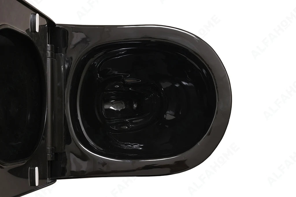 Alfa Premium One Piece Toilet Commode With Soft Closing Toilet Seat - S Trap Outlet (Black & Yellow) 1010
