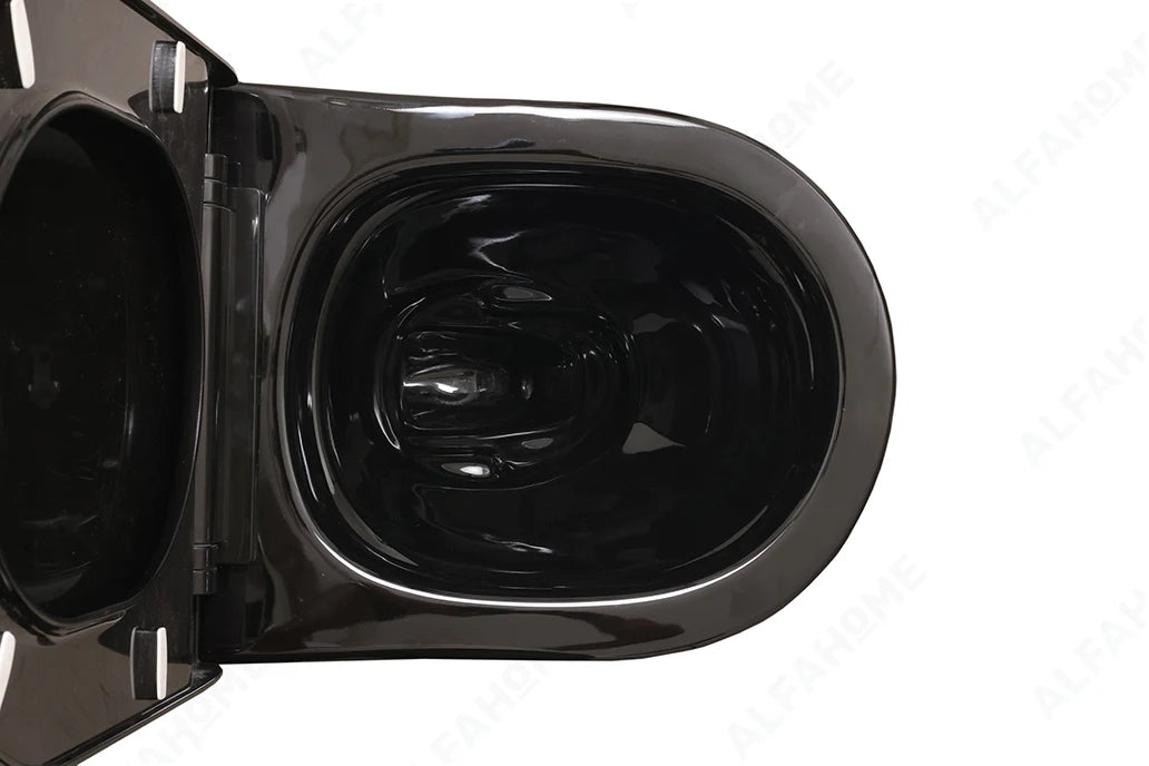 Alfa Premium One Piece Toilet Commode With Soft Closing Toilet Seat - S Trap Outlet (Black & Blue) 1014