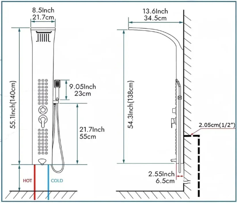 5 Function Shower Panel (Rose Gold) by Alfahome