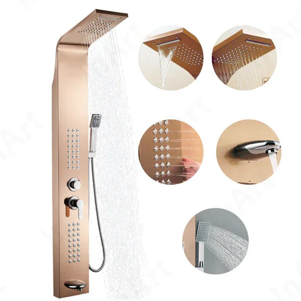 5 Function Shower Panel (Rose Gold) by Alfahome