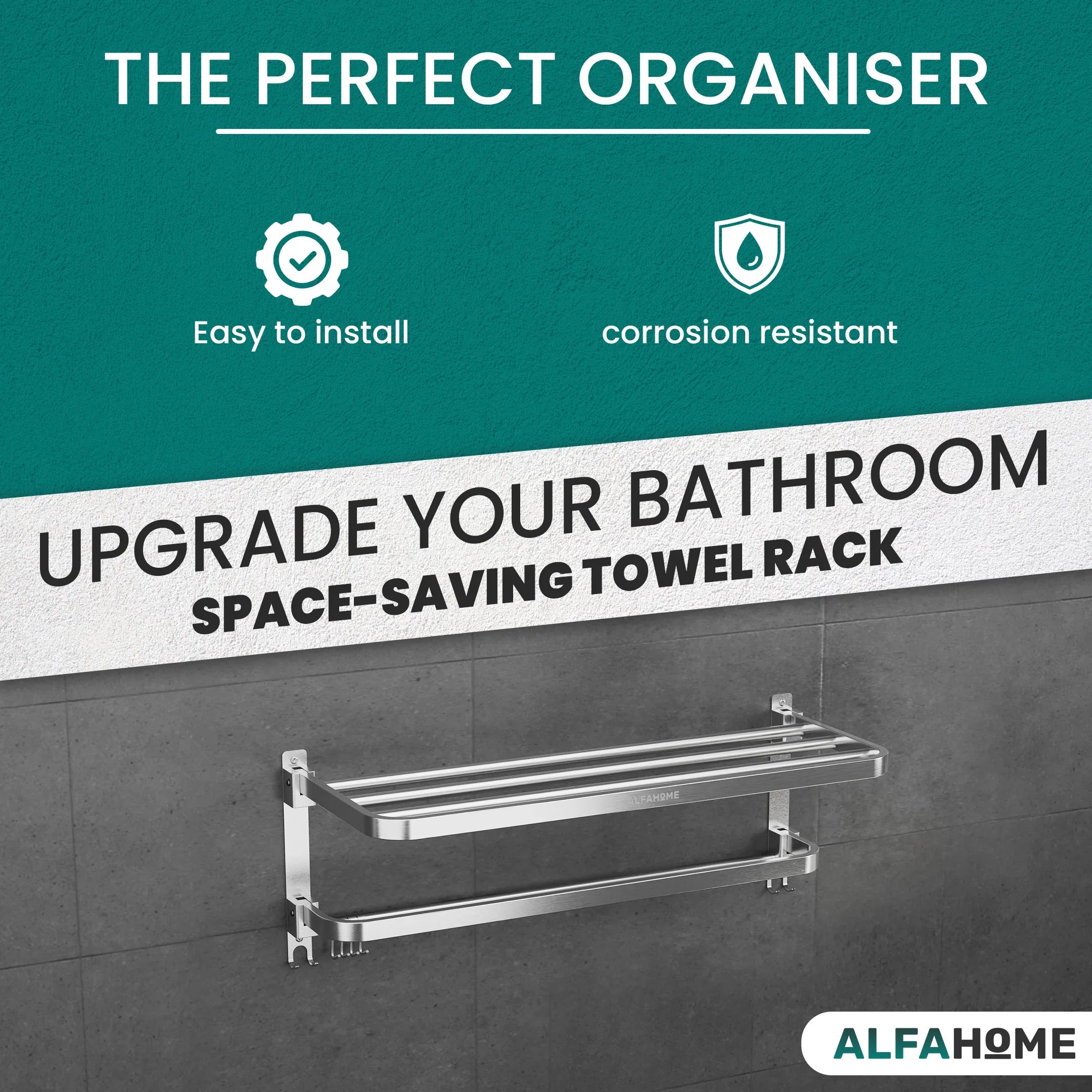 Dual Foldable Towel Rack by Alfahome