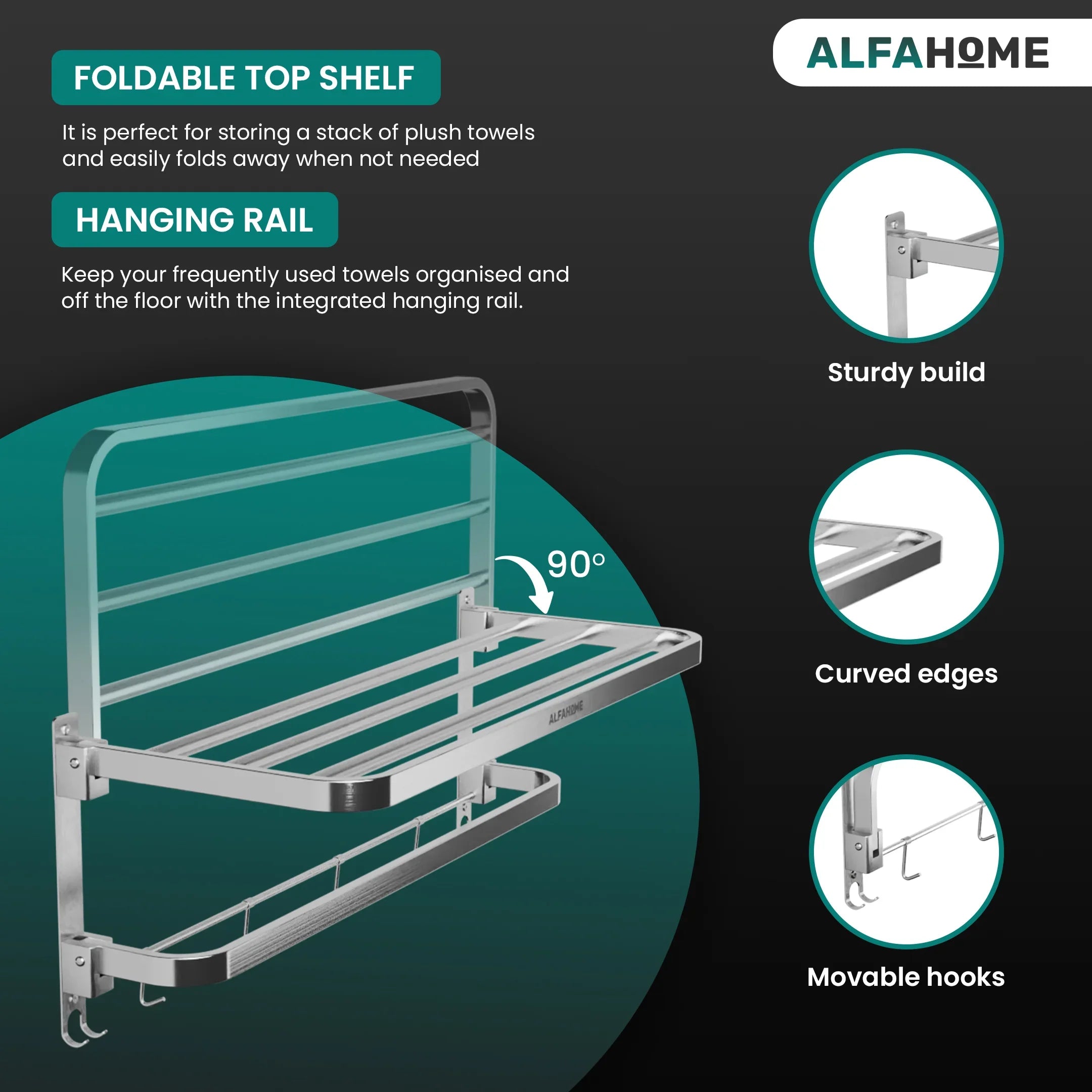 Dual Foldable Towel Rack by Alfahome