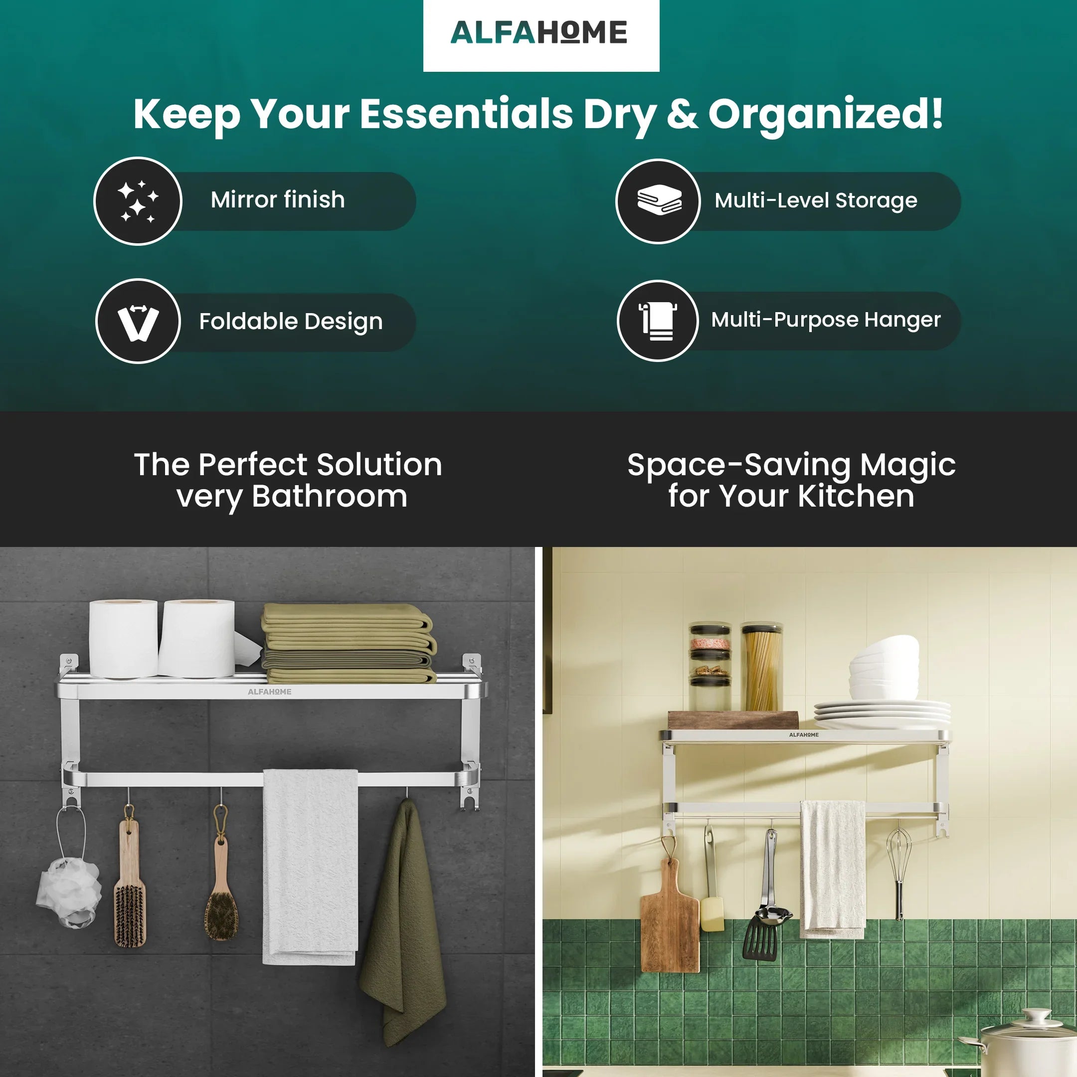 Dual Foldable Towel Rack by Alfahome