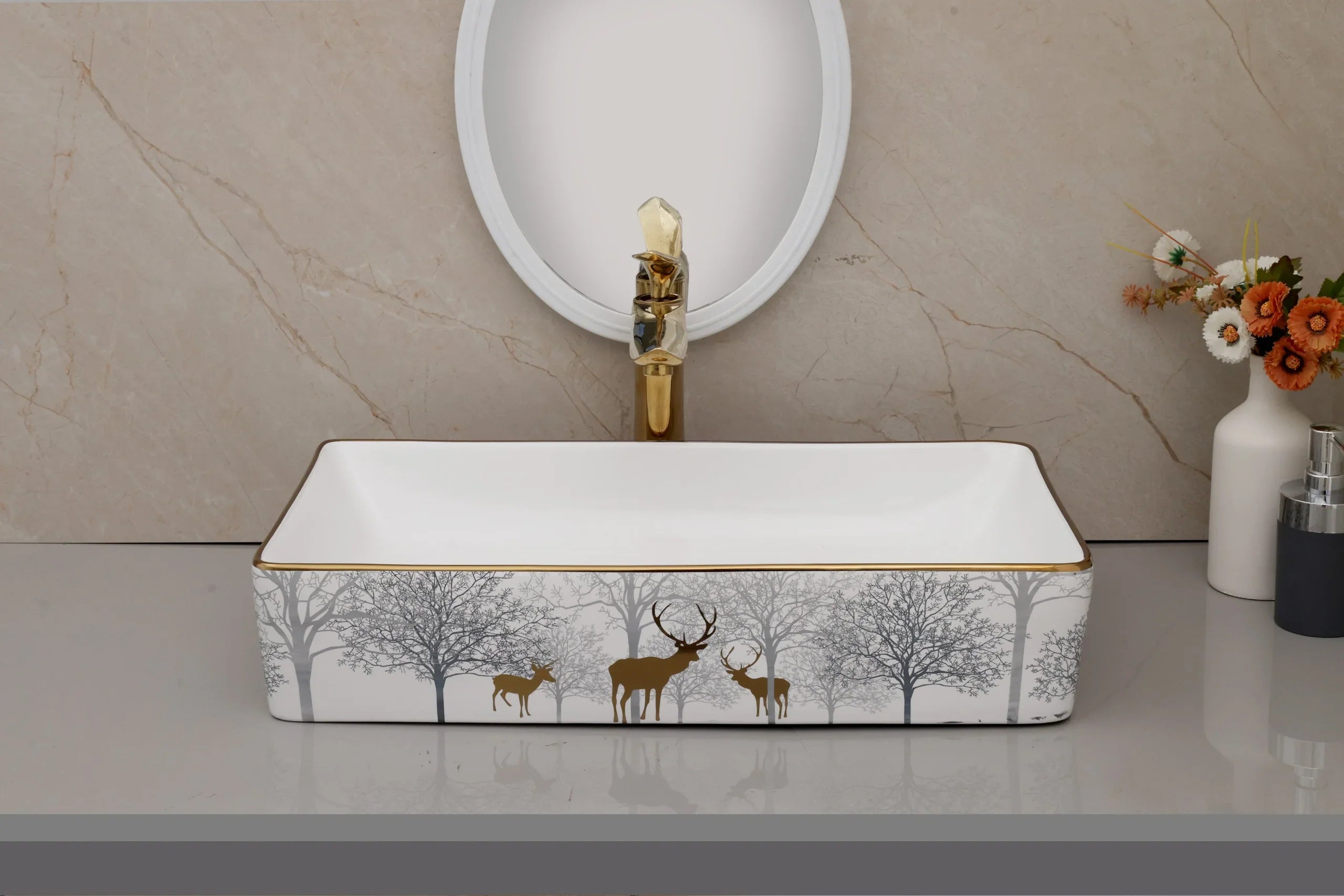 Golden Deer Table-top Wash Basin by Alfahome