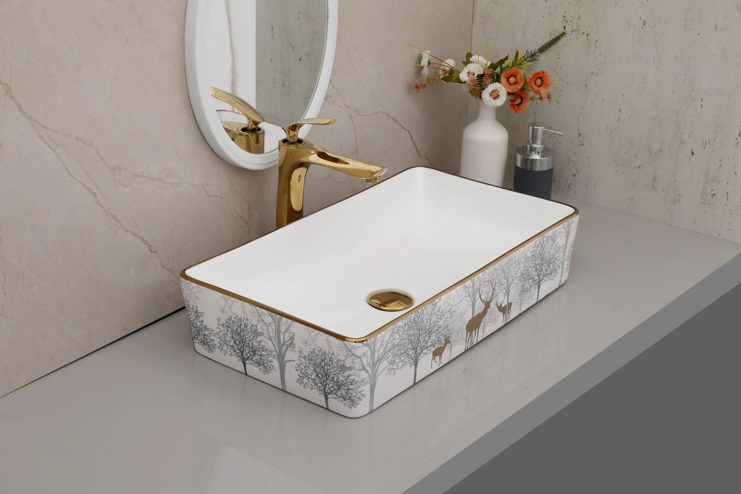 Golden Deer Table-top Wash Basin by Alfahome