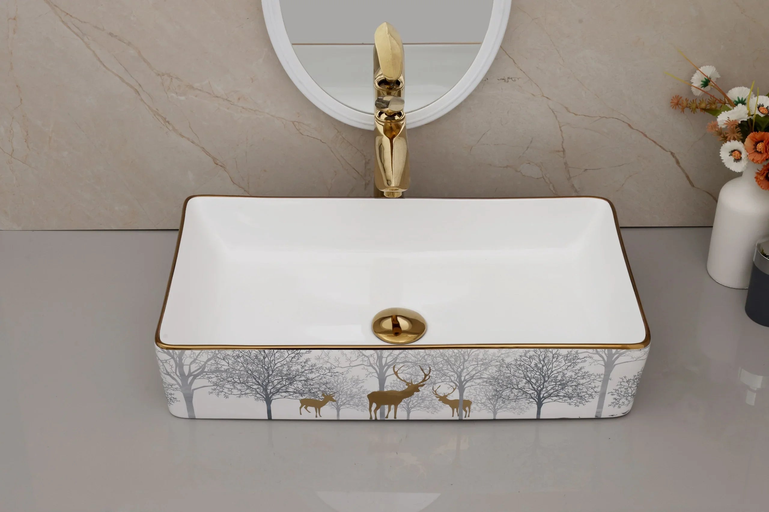 Golden Deer Table-top Wash Basin by Alfahome