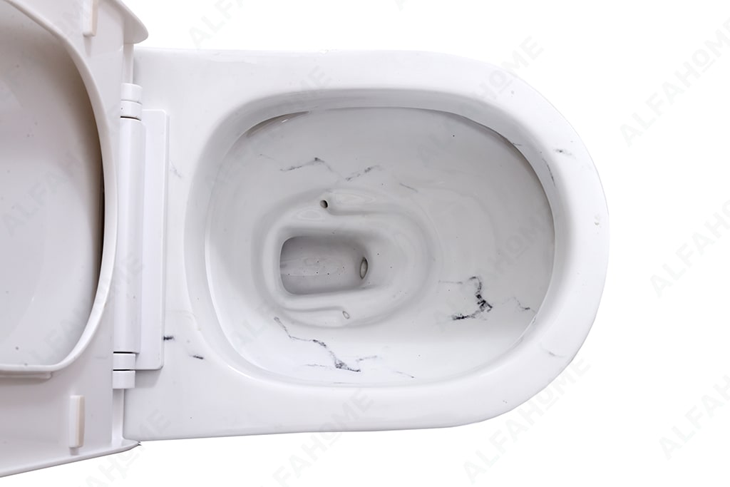 Alfa Premium One Piece Toilet Commode With Soft Closing Toilet Seat - S Trap Outlet (White Sataurio + Yellow ) 1008