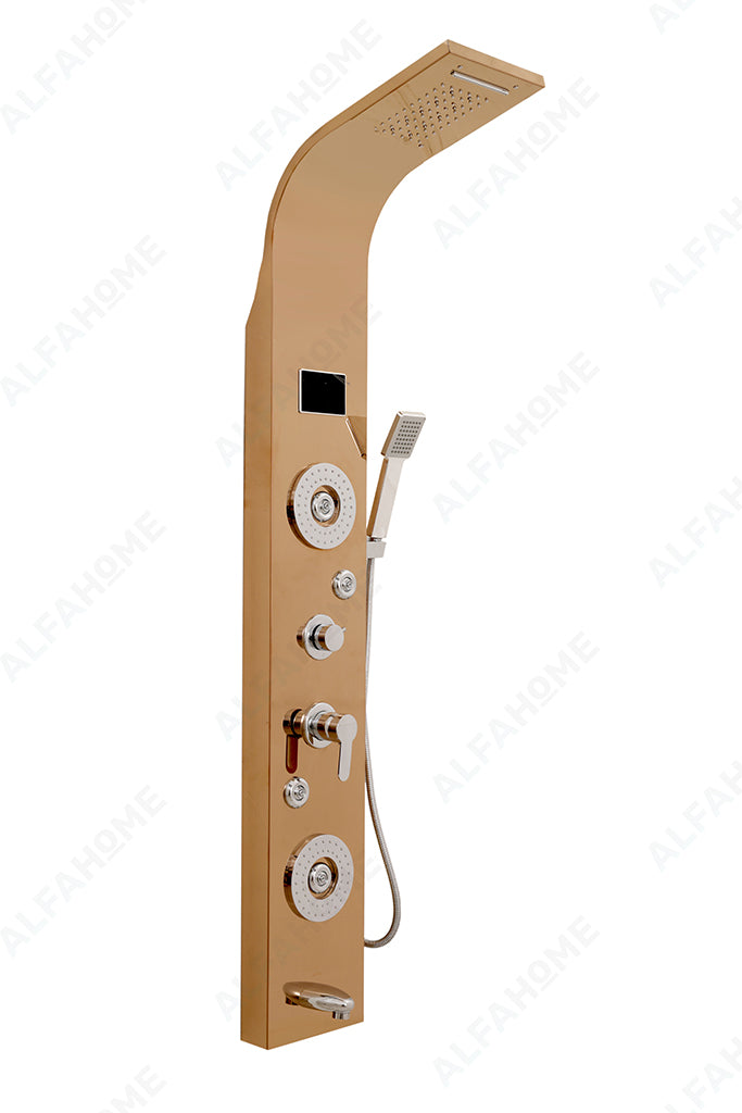 6 Function Shower Panel with Display (Rose Gold) by Alfahome
