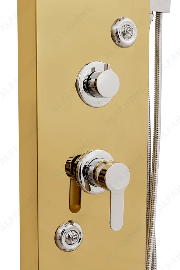 6 Function Shower Panel with Display (Gold)by Alfahome