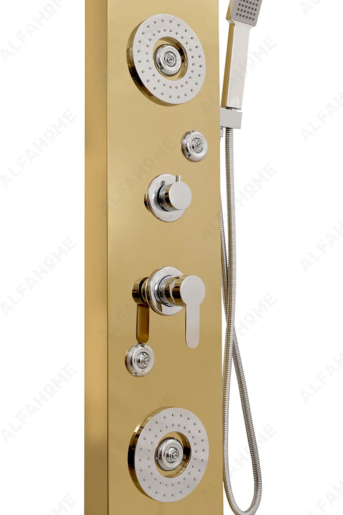 6 Function Shower Panel with Display (Gold)by Alfahome