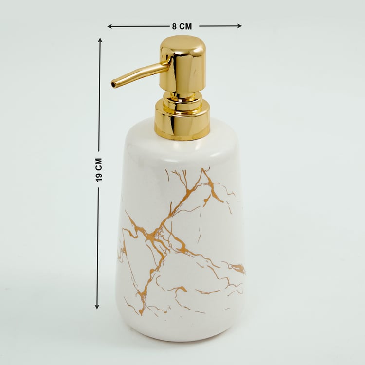 Golden Marble Design Premium Ceramic Soap Dispenser Including 4 Piece