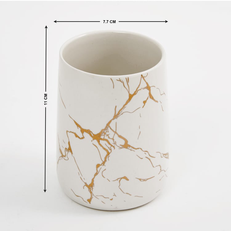 Golden Marble Design Premium Ceramic Soap Dispenser Including 4 Piece