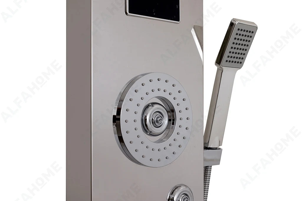 6 Function Shower Panel with Display (Silver) by Alfahome