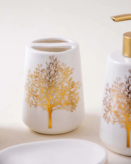 Golden Tree Premium Ceramic Soap Dispenser Including 4 Piece