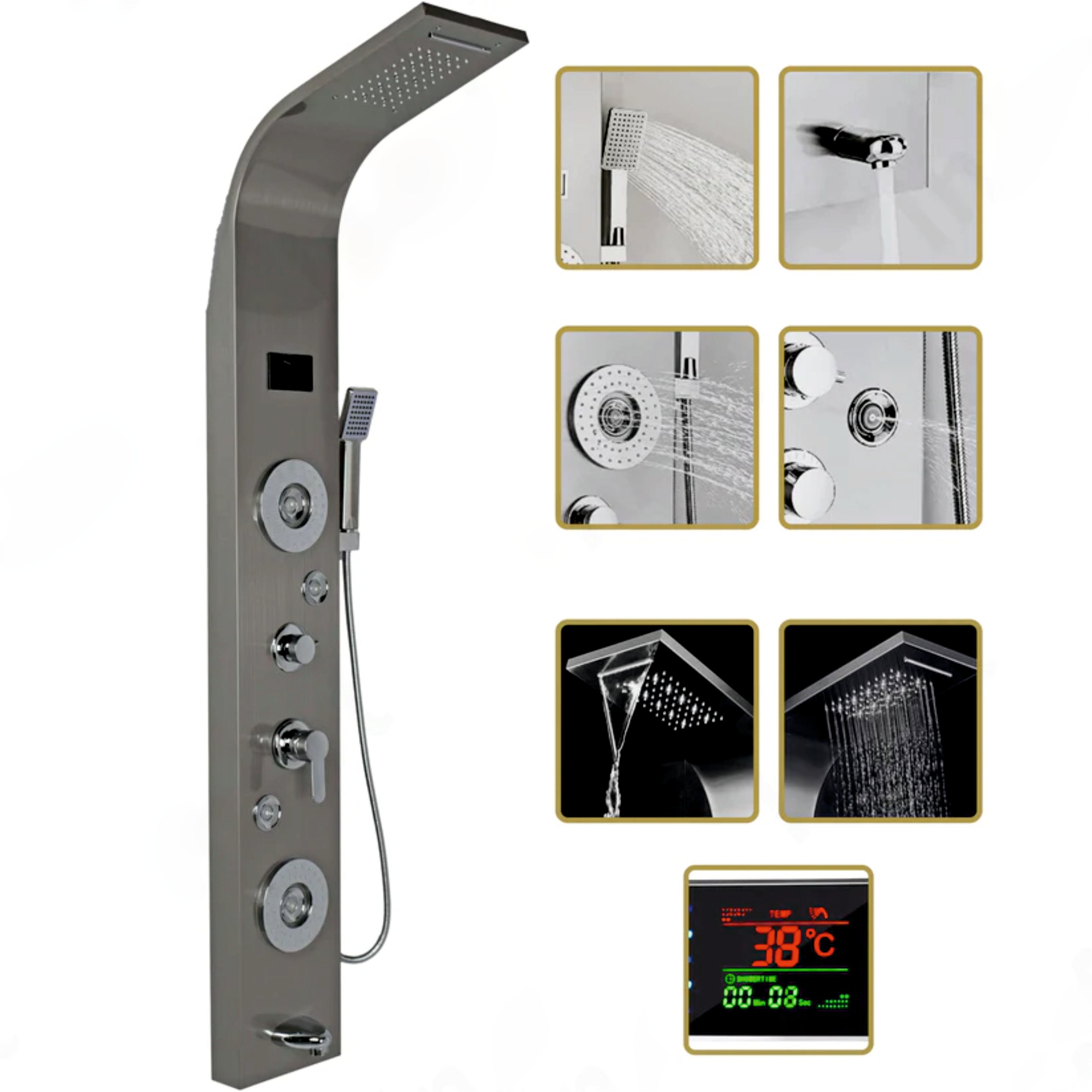 6 Function Shower Panel with Display by Alfahome