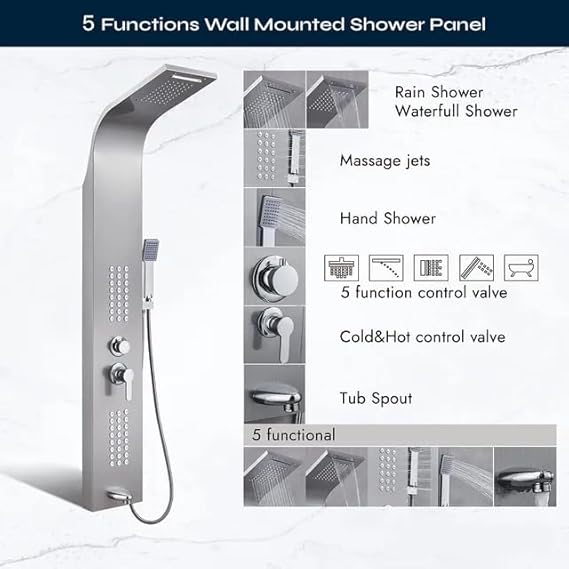 5 Function Shower Panel by Alfahome