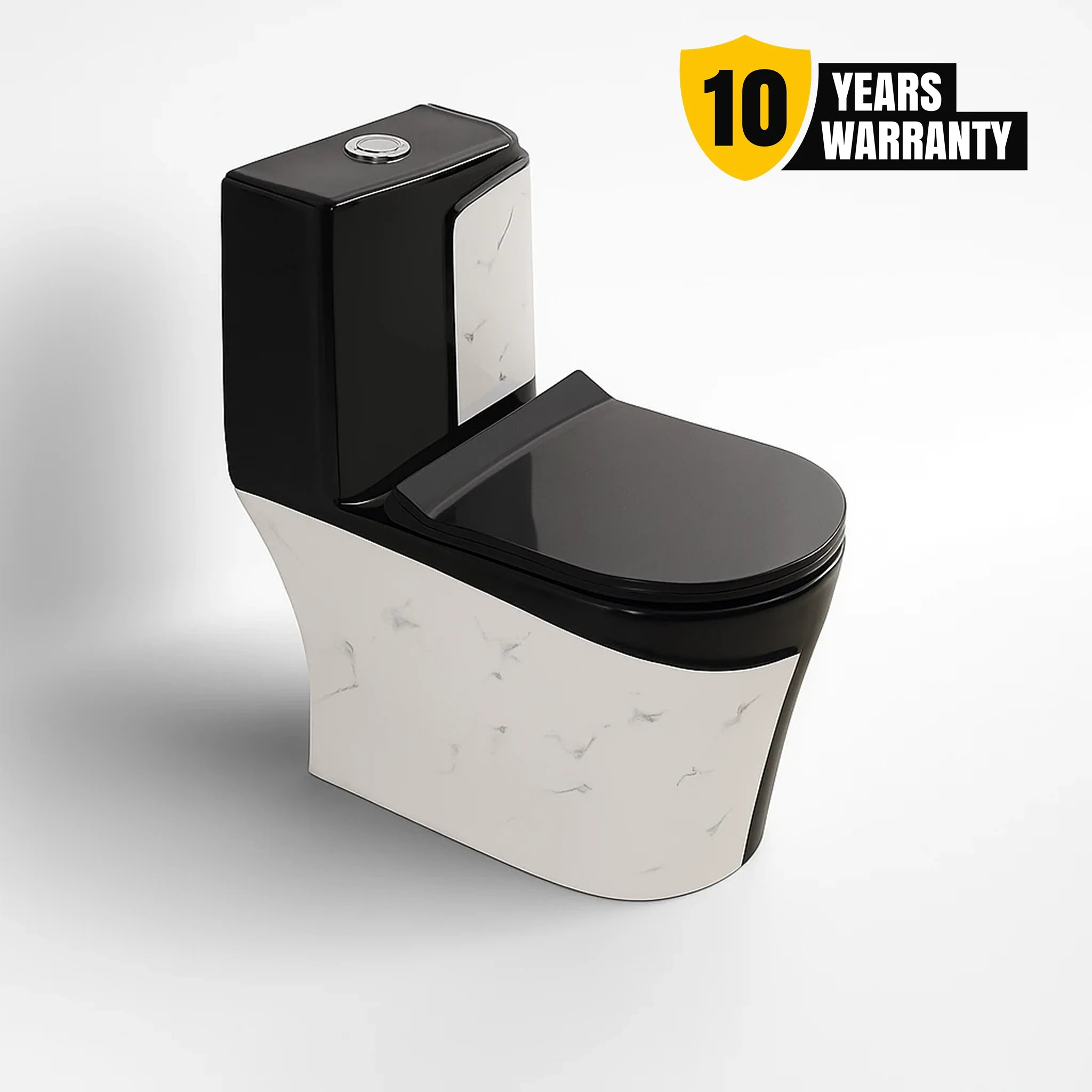 Alfa Premium One Piece Toilet Commode With Soft Closing Toilet Seat - S Trap Outlet (Black & Blue) 1014