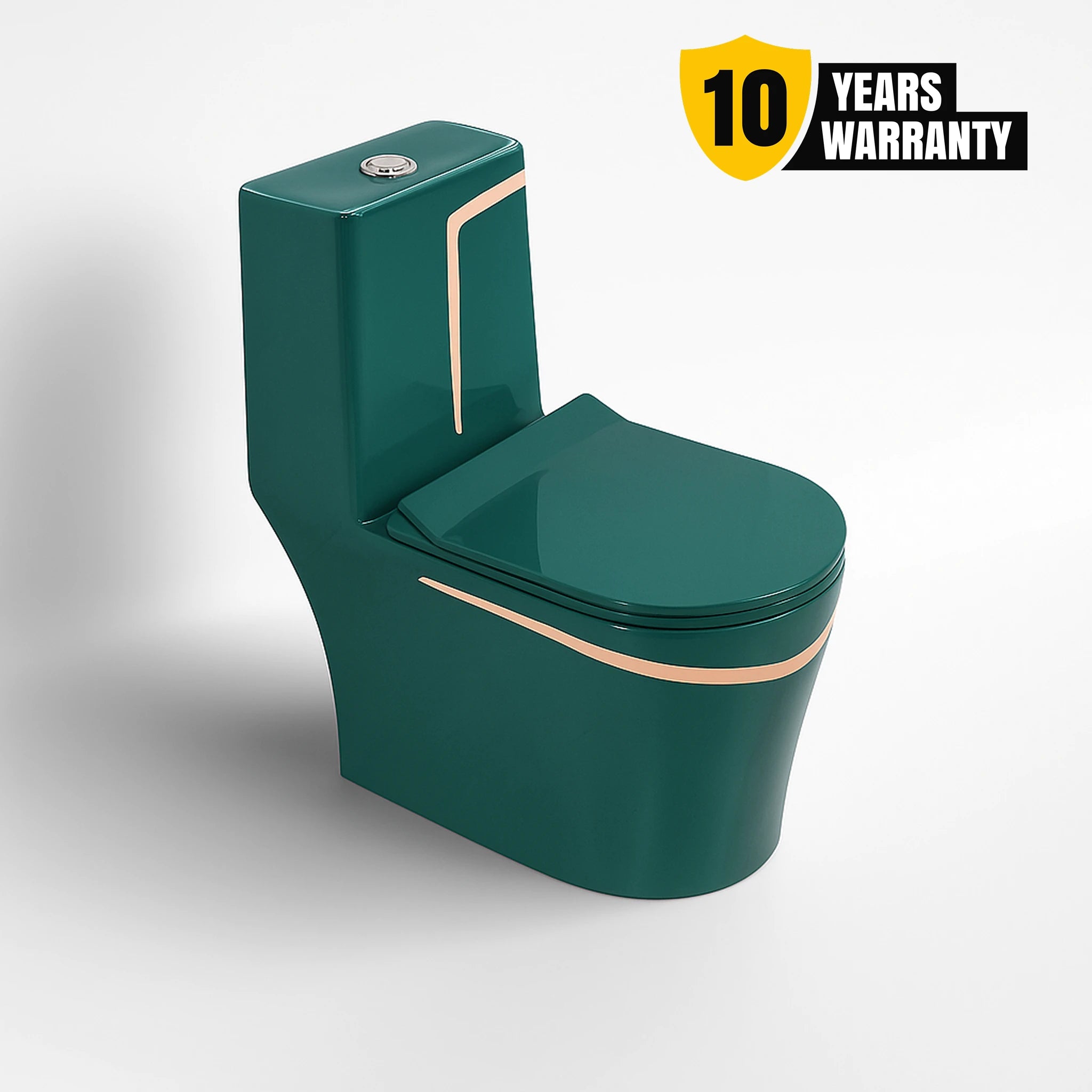Alfa Premium One Piece Toilet Commode With Soft Closing Toilet Seat - S Trap Outlet (Green + Yellow) 1028
